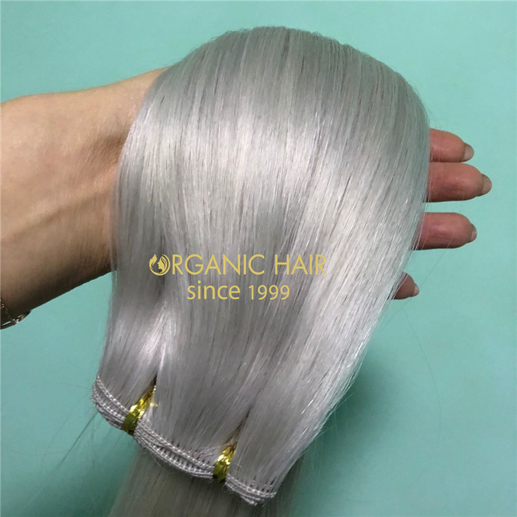 Human full cuticle Ash blonde color hand tied wefts X226